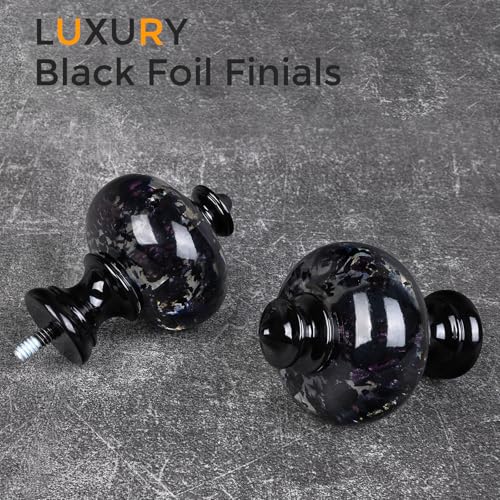 JRZOO Black Curtain Rod for Windows 48 to 84 Inches, 1'' Heavy Duty Adjustable Modern Drapery Rods with Unique Crystal Finials, Luxury Decorative Curtain Rods, Size: 30-88'' - Image 2