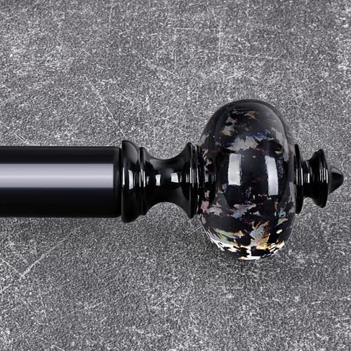 JRZOO Black Curtain Rod for Windows 48 to 84 Inches, 1'' Heavy Duty Adjustable Modern Drapery Rods with Unique Crystal Finials, Luxury Decorative Curtain Rods, Size: 30-88'' - Image 1