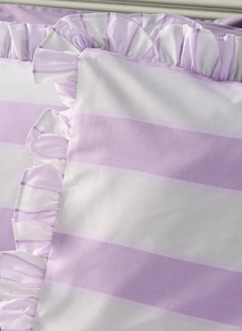 Matalan Lilac Stripe Frill Duvet Set
