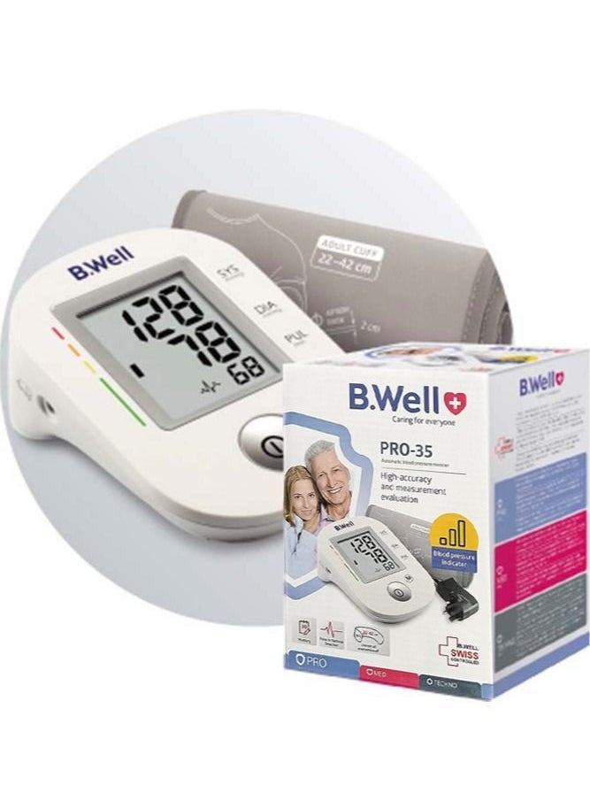 B.Well PRO-35-ML Automatic Blood Pressure Monitor with 22cm - 42cm Size Medium-Large Cuff and Charger Adapter - Image 1