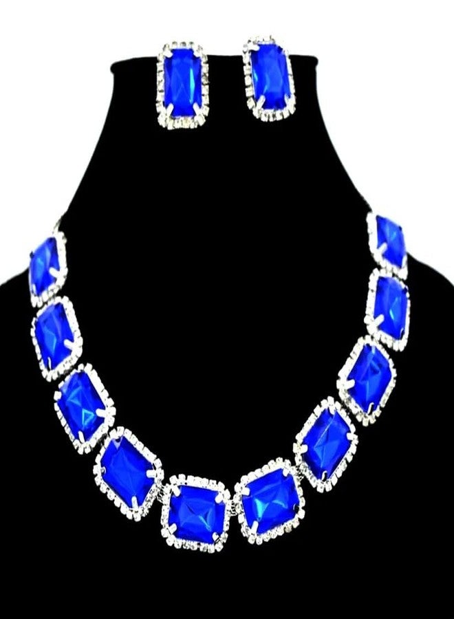 Oblivion Jewellery Set for Women – Multicolor Diamond Necklace & Earrings Set, Wedding Choker with Fancy Pearls, Stylish Traditional Design, Elegant Studded Choker Jewellery for Girls (Pack of 1) - Image 2