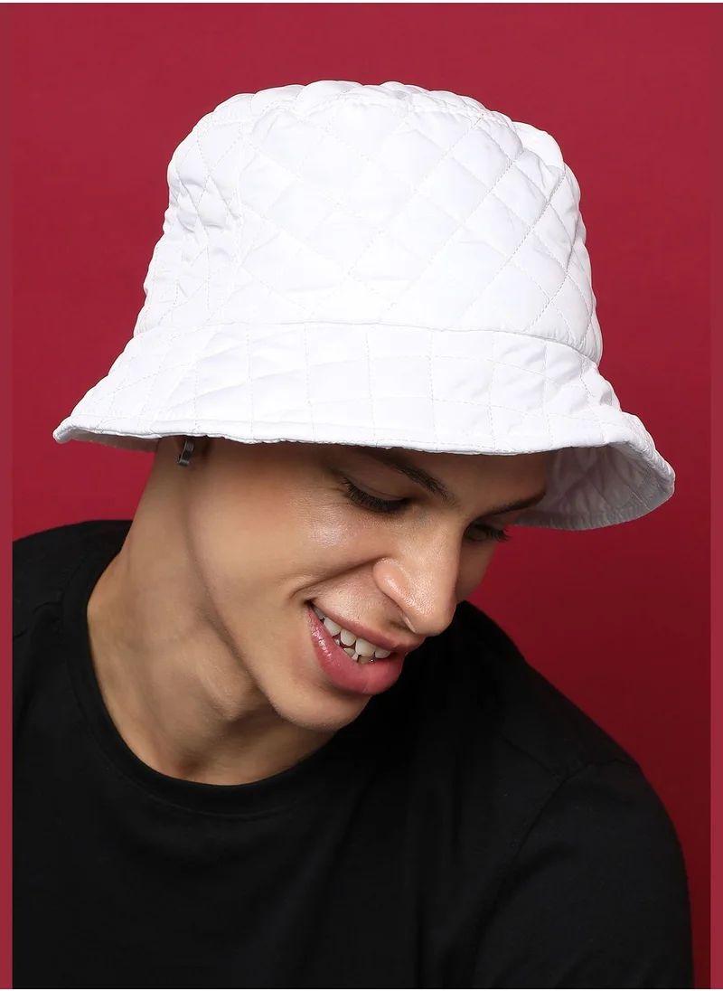 French Accent Casual Quilted Polyester Bucket Hat For Men