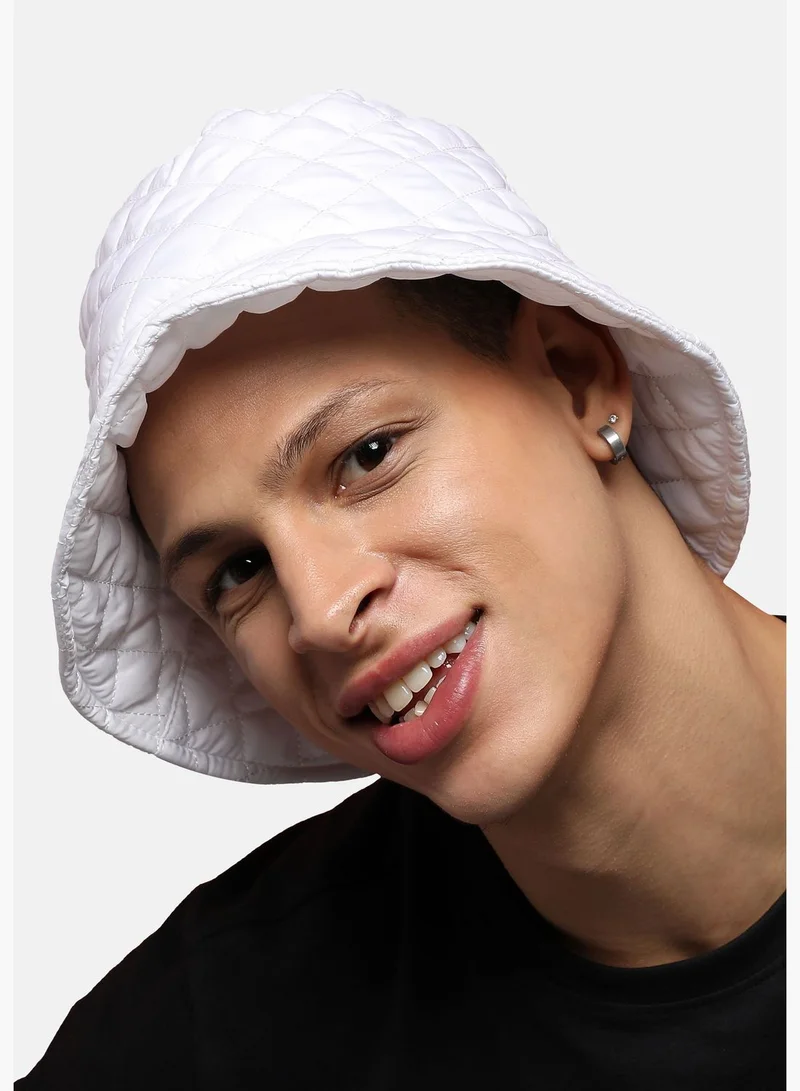 French Accent Casual Quilted Polyester Bucket Hat For Men