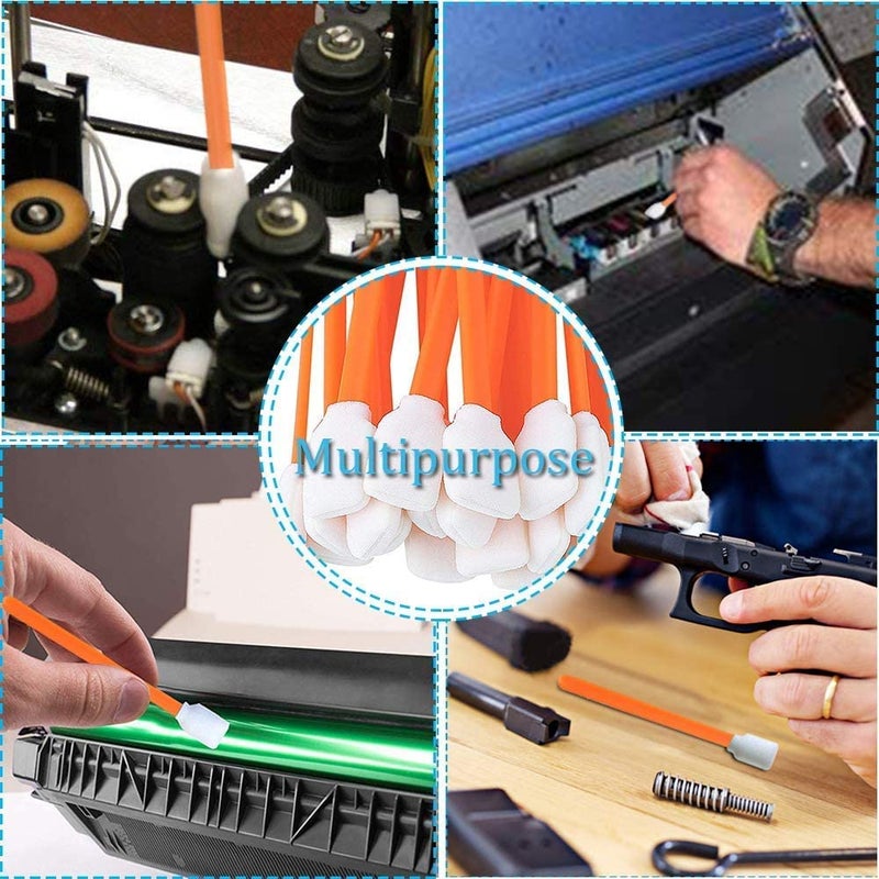 ZIZNBA 200pcs 5.11" Square Rectangle Foam Cleaning Swab Sticks for Solvent Format Inkjet Printer Roland Optical Equipment (Orange) - Image 3