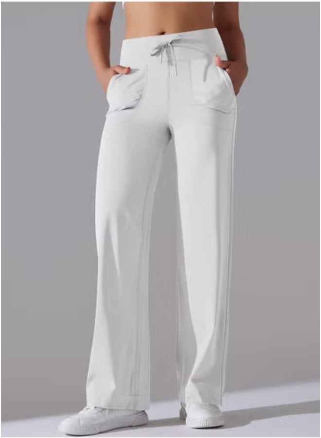 RedMapleTEK Nine Points Wide Leg High Waist Elastic Breathable Casual Pocket Jogging Pants for Running Fitness Yoga - Image 3