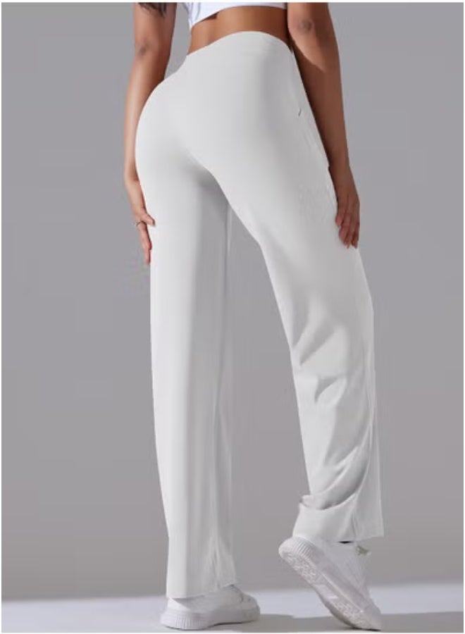RedMapleTEK Nine Points Wide Leg High Waist Elastic Breathable Casual Pocket Jogging Pants for Running Fitness Yoga - Image 2