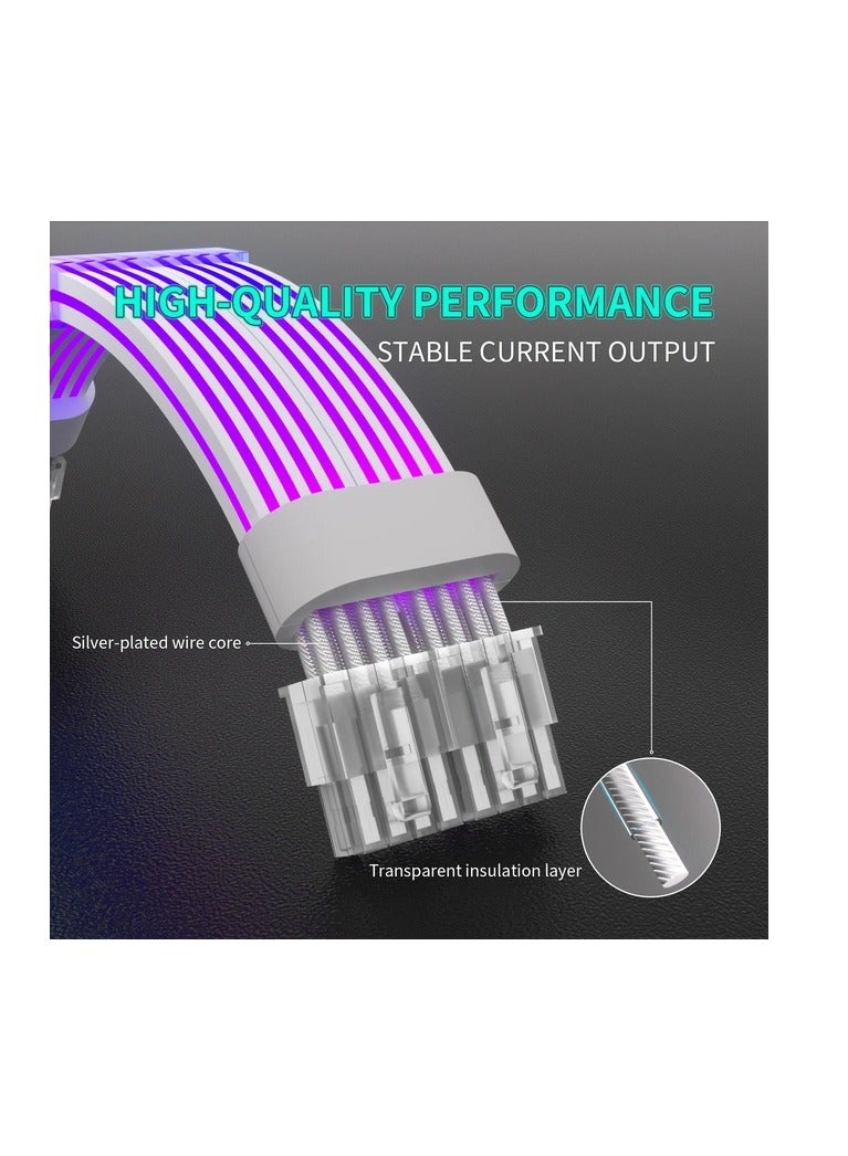 WJCOOLMAN كابل تمديد WJCOOLMAN ARGB 24-دبوس، 5V 3-دبوس ARGB مزامنة، سيليكون / TPE (مرن)، 18 AWG نحاس، أبيض | 24-دبوس ATX - Image 2