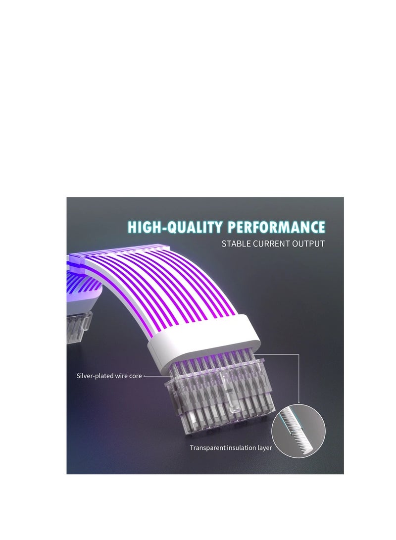WJCOOLMAN كابل تمديد WJCOOLMAN ARGB 24-دبوس، 5V 3-دبوس ARGB مزامنة، سيليكون / TPE (مرن)، 18 AWG نحاس، أبيض | 24-دبوس ATX - Image 3