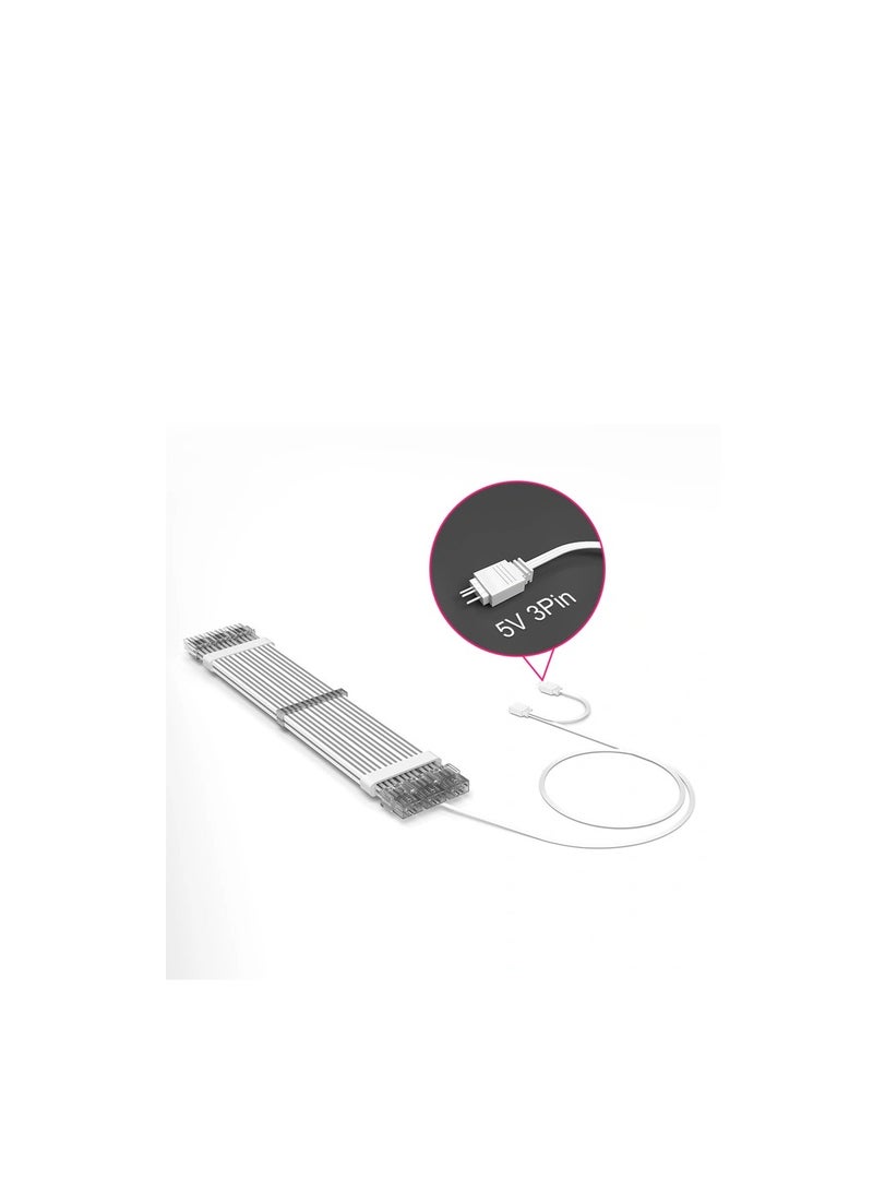 WJCOOLMAN كابل تمديد WJCOOLMAN ARGB 24-دبوس، 5V 3-دبوس ARGB مزامنة، سيليكون / TPE (مرن)، 18 AWG نحاس، أبيض | 24-دبوس ATX - Image 4