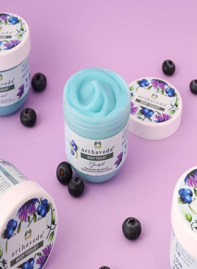 Arthaveda Body Yogurt (Glowfull) Ultra Hydration with Niacinamide, Bakuchiol oil, Ylang ylang Oil and Blueberry Extract | For Soft & Glowing Skin | 200 Gm - Image 3
