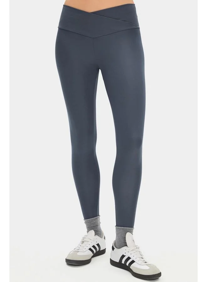 JUNE June Women Cross Waist Detailed Slimming Sports Tight Anthracite