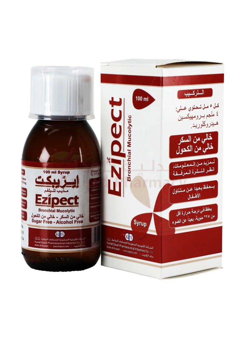 Kuwait Saudi Pharmaceutical Ezipect Syrup 4Mg 5Ml 100Ml Glass Bottle 