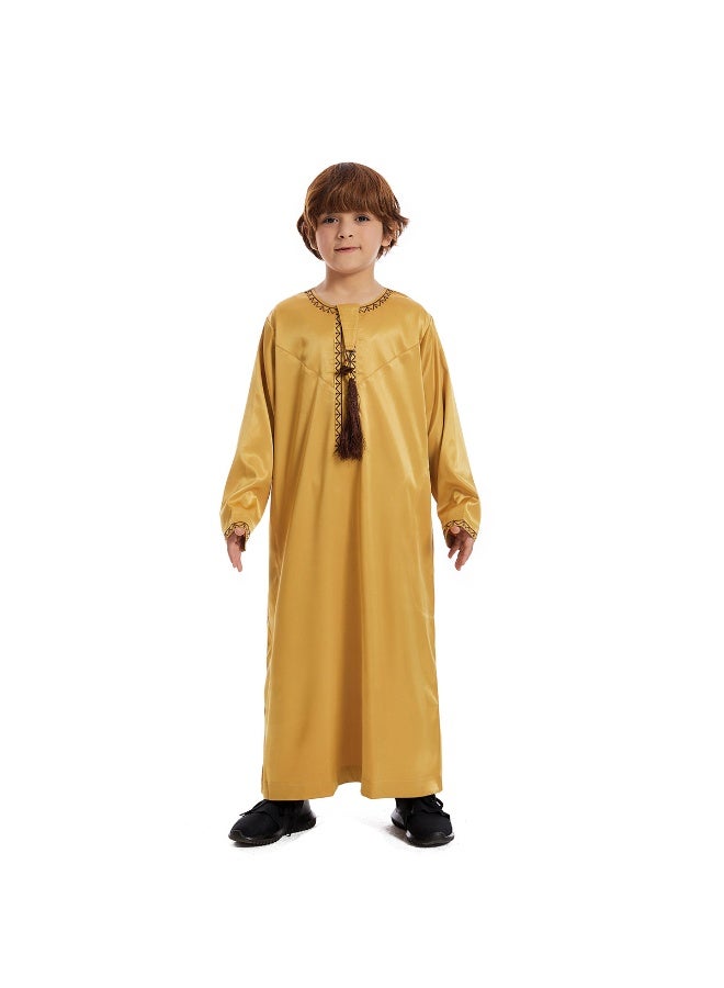نيبمينينت فستان إسلامي للصبيان - ثوب مسلم بأكمام طويلة ورقبة مدورة مع تطريز وجيوب  - Image 1