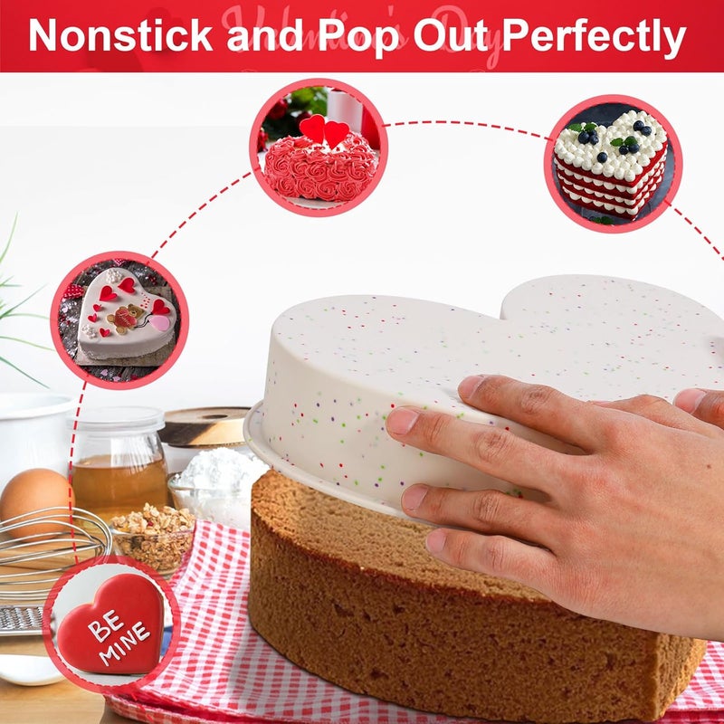 KesaPlan 2pcs Heart Shaped Cake Pans10 inch  6 inch Silicone Heart Cake Pan For Valentines day Small Heart Mold For BakingCream - Image 4