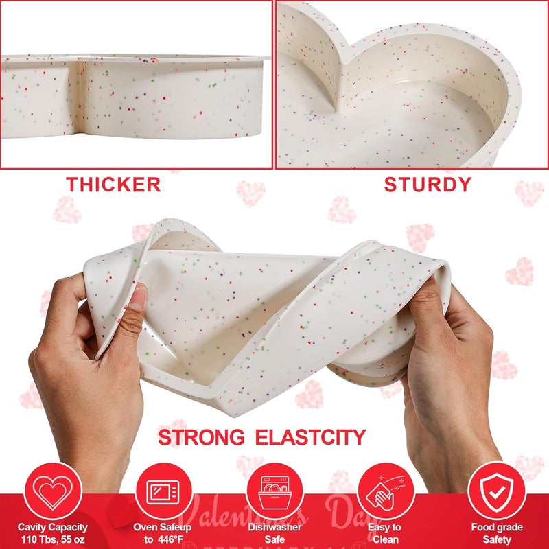 KesaPlan 2pcs Heart Shaped Cake Pans10 inch  6 inch Silicone Heart Cake Pan For Valentines day Small Heart Mold For BakingCream - Image 5
