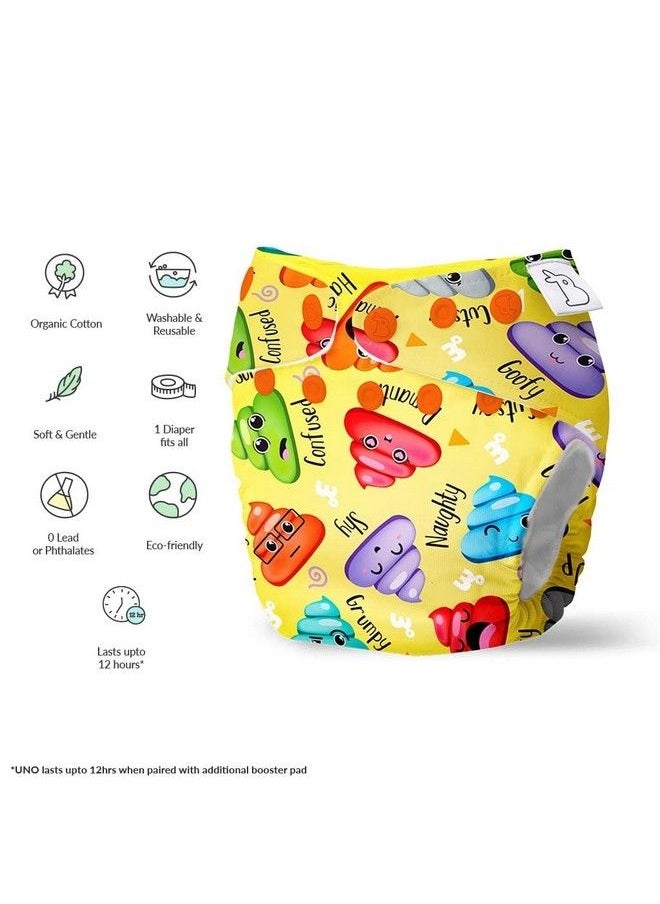 Reusable Cloth Diapers For Babiescloth Diaper Freesize Uno New Version; Cloth Diapers For Babies 3M To 3Y ; Combo Pack Of 1 Diaper + 1 Dry Feel Magic Pad Cloth Diaper Insert