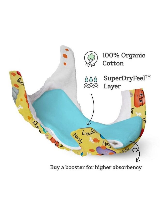 Reusable Cloth Diapers For Babiescloth Diaper Freesize Uno New Version; Cloth Diapers For Babies 3M To 3Y ; Combo Pack Of 1 Diaper + 1 Dry Feel Magic Pad Cloth Diaper Insert