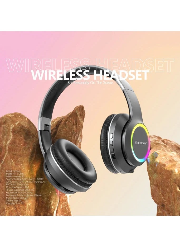 Earldom - Wireless RGB Light Headset, Heavy Bass Wireless Earphone, Stereo Wireless Music Headset,TF Card Supported Headset for Smartphones Laptop PC and More - Image 1