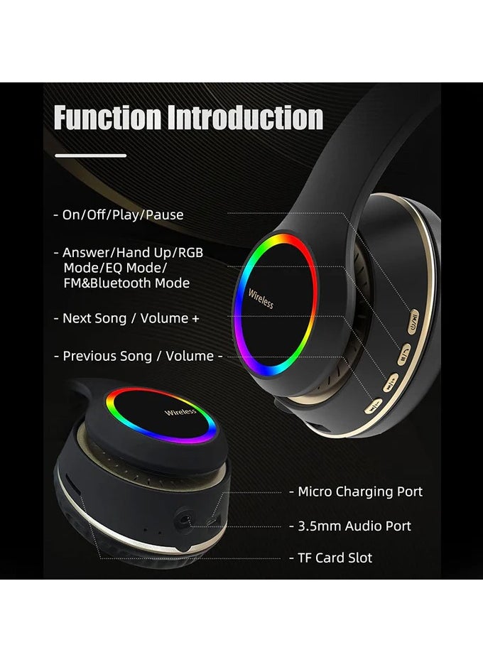 Earldom - Wireless RGB Light Headset, Heavy Bass Wireless Earphone, Stereo Wireless Music Headset,TF Card Supported Headset for Smartphones Laptop PC and More - Image 1