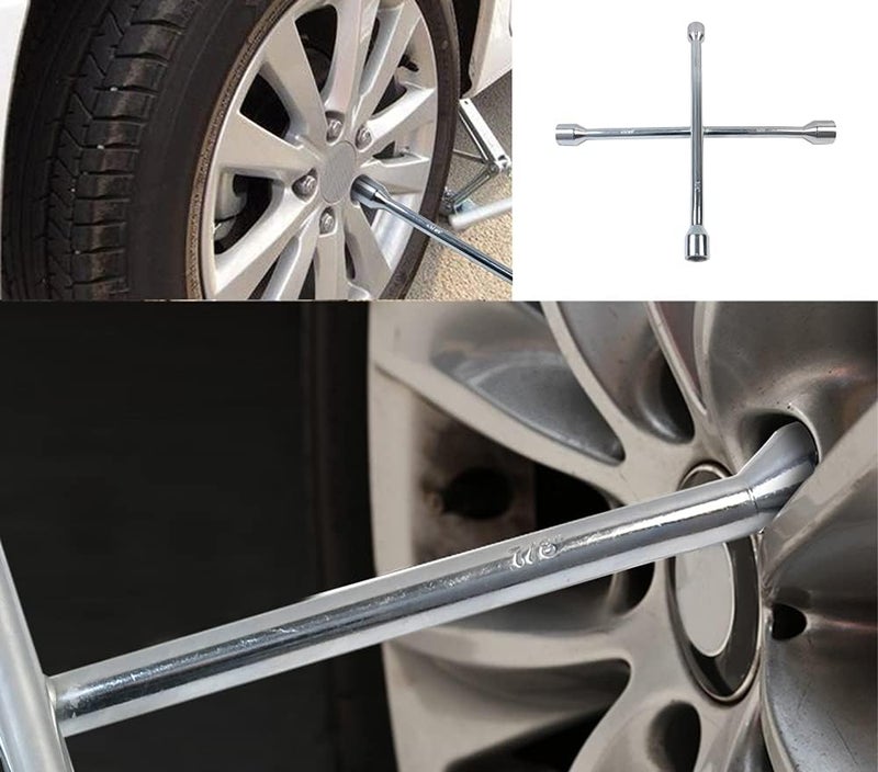 14 Inch Universal Cross Wrench - Chrome Plated Surface Mirror-Polished - SAE & Metric 4-Way High Hardness & Torque Cross Spanner - Image 4