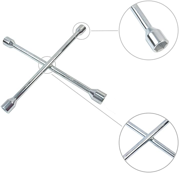 14 Inch Universal Cross Wrench - Chrome Plated Surface Mirror-Polished - SAE & Metric 4-Way High Hardness & Torque Cross Spanner - Image 2