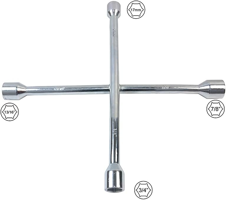 14 Inch Universal Cross Wrench - Chrome Plated Surface Mirror-Polished - SAE & Metric 4-Way High Hardness & Torque Cross Spanner - Image 3