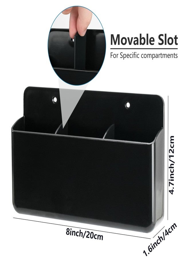 kulusion 3 Slot Remote Control Holder Wall TV Remote Holder Self Adhesive Marker Holder, Wall Pen Holder Stroage for Home Office School (Black) - Image 2