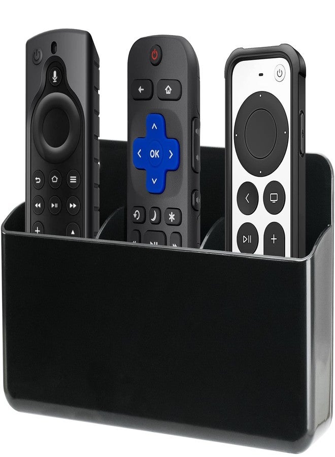kulusion 3 Slot Remote Control Holder Wall TV Remote Holder Self Adhesive Marker Holder, Wall Pen Holder Stroage for Home Office School (Black) - Image 1