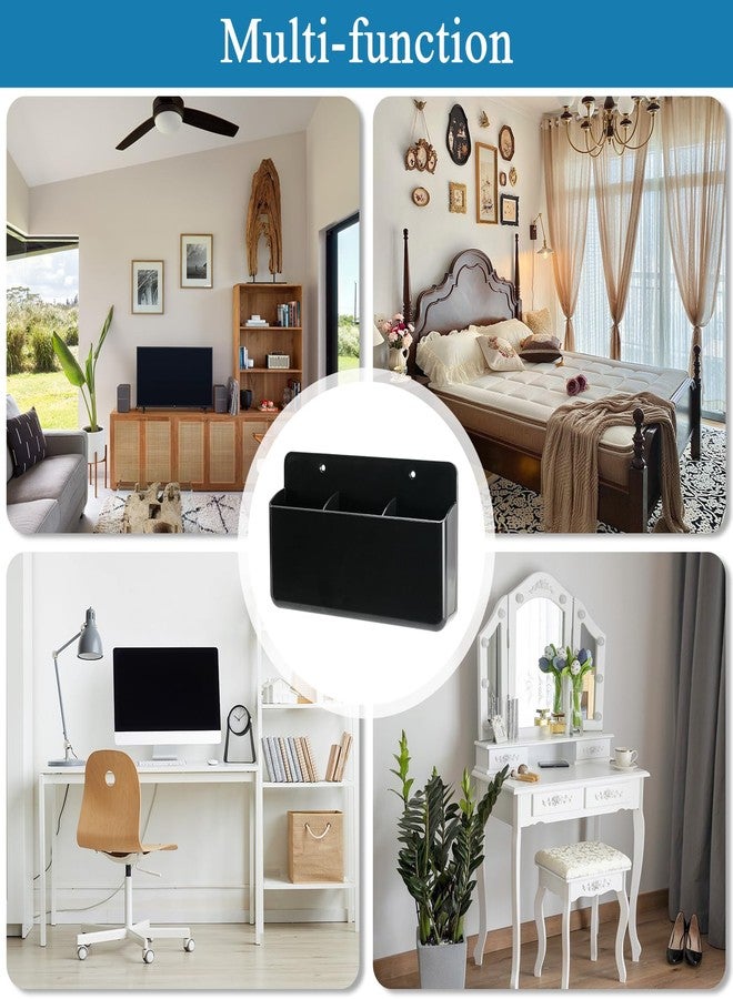 kulusion 3 Slot Remote Control Holder Wall TV Remote Holder Self Adhesive Marker Holder, Wall Pen Holder Stroage for Home Office School (Black) - Image 4