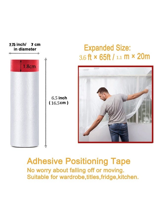 Generic 4 Rolls Pre Taped Masking Film Tape and Drape Automotive Painting Covering Assorted Masking Paper Protection Cloth for Skirting Frames Cars and Auto Body 43Inch X 65Feet 
