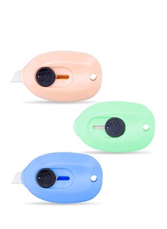 KASTWAVE 3pcs Portable Utility Knife Box Cutter Safety Package Box Opener Retractable Utility Ceramic Blades with Keychain  - Image 1