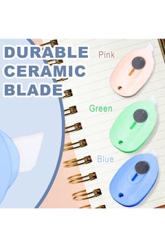 KASTWAVE 3pcs Portable Utility Knife Box Cutter Safety Package Box Opener Retractable Utility Ceramic Blades with Keychain  - Image 3
