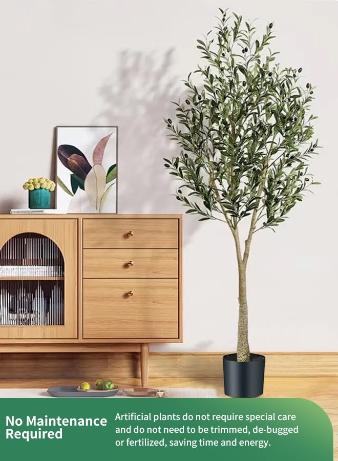 أبيكس شجرة زيتون صناعية بطول 6 أقدام مع وعاء نبات صناعي داخلي وخارجي بطول 180 سم مظهر واقعي شجرة زيتون محاكاة شجرة اصطناعية شجرة زيتون مع فواكه وفروع قابلة للتعديل - Image 3