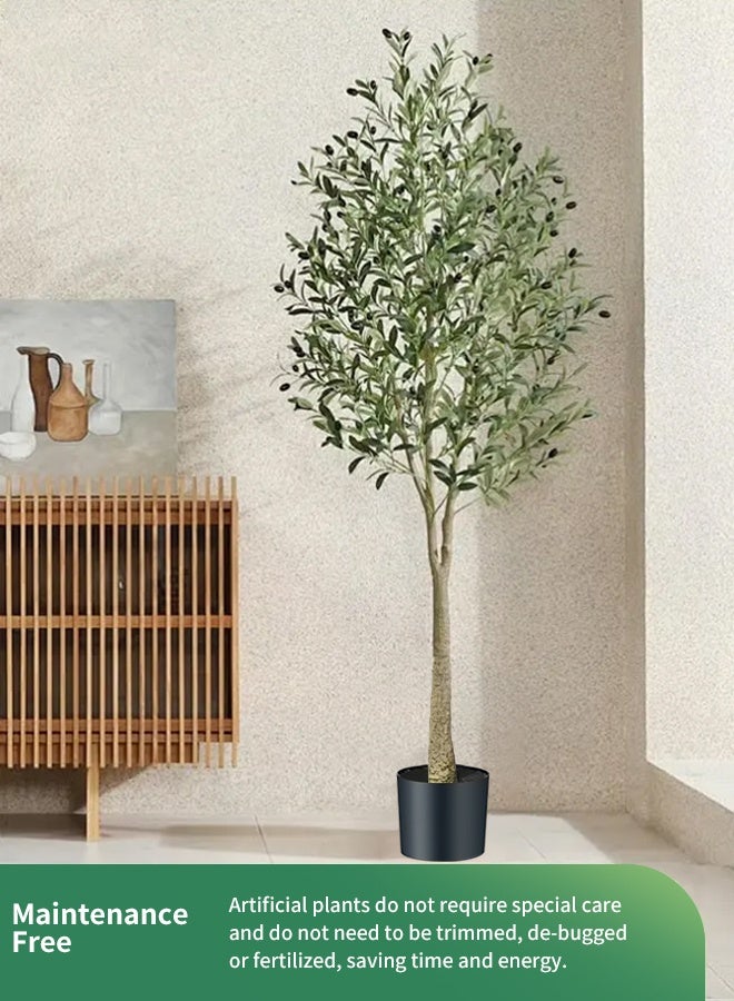 أبيكس شجرة زيتون صناعية بطول 6 أقدام مع وعاء نبات صناعي داخلي وخارجي بطول 180 سم مظهر واقعي شجرة زيتون محاكاة شجرة اصطناعية شجرة زيتون مع فواكه وفروع قابلة للتعديل - Image 4