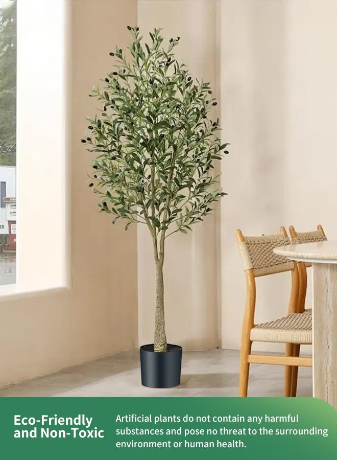 أبيكس شجرة زيتون صناعية بطول 6 أقدام مع وعاء نبات صناعي داخلي وخارجي بطول 180 سم مظهر واقعي شجرة زيتون محاكاة شجرة اصطناعية شجرة زيتون مع فواكه وفروع قابلة للتعديل - Image 5