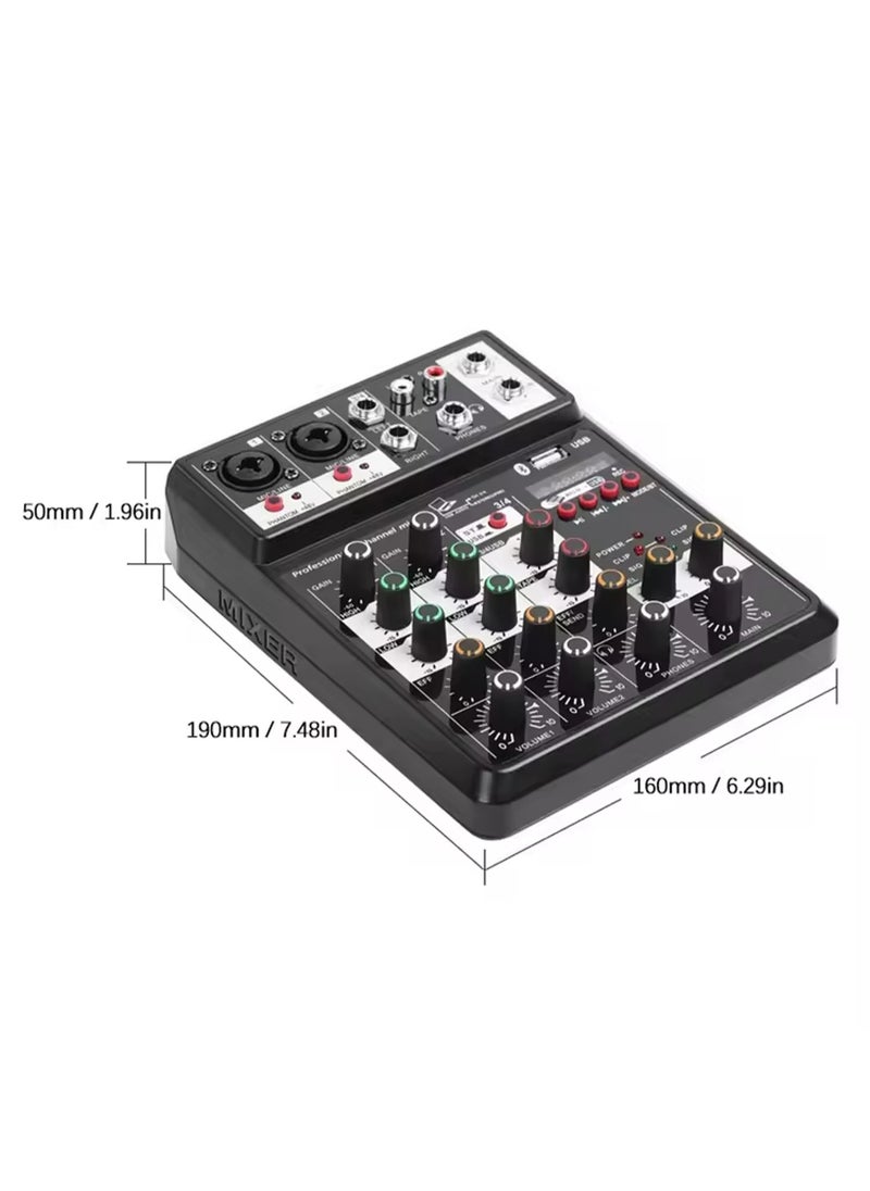 Mi VAZA - 4-Channel Audio Mixer - DJ Mixer - Multifunctional Sound Card with 48V Phantom Power - Portable Sound Mixer Board - Sound Console - Live Streaming Tool - Image 1