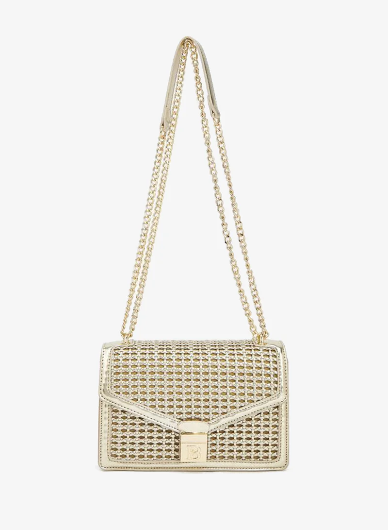 Flora Bella Metallic Textured Crossbody Bag With Chain Strap