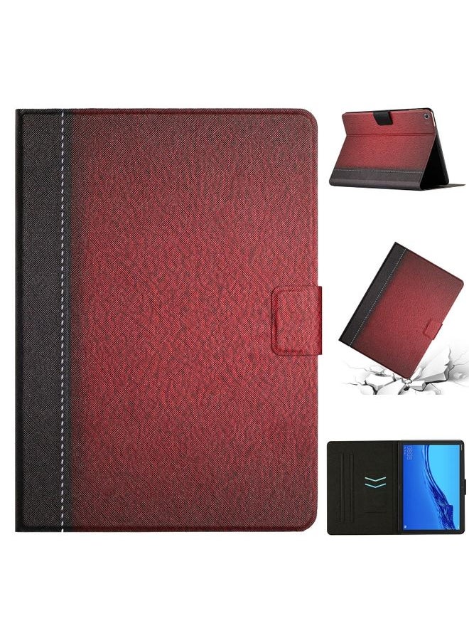 HuHa - Case Cover For Huawei MediaPad M5 Lite Stitching Solid Color Smart Leather Tablet Case Red - Image 1