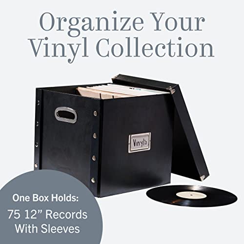 Snap-N-Store Vinyl Record Storage Box - 12" - 1 Pack- Crate Holds up to 75 Vinyl Albums - Black - Image 3