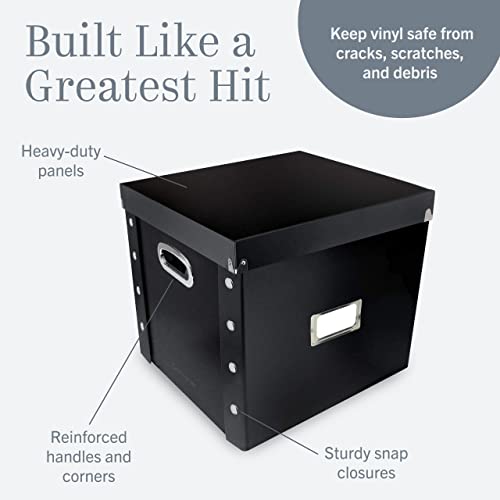 Snap-N-Store Vinyl Record Storage Box - 12" - 1 Pack- Crate Holds up to 75 Vinyl Albums - Black - Image 4