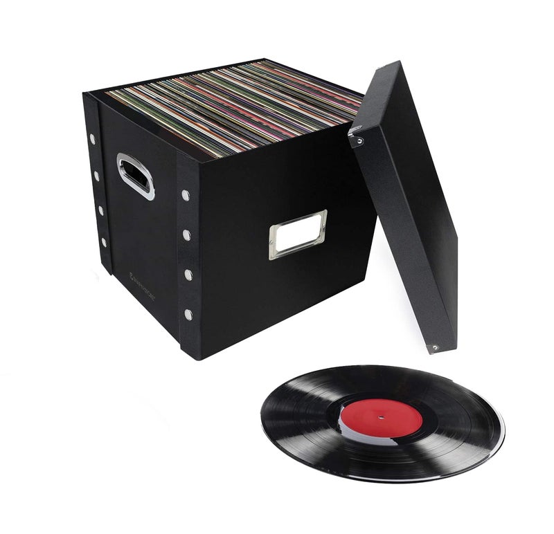 Snap-N-Store Vinyl Record Storage Box - 12" - 1 Pack- Crate Holds up to 75 Vinyl Albums - Black - Image 1