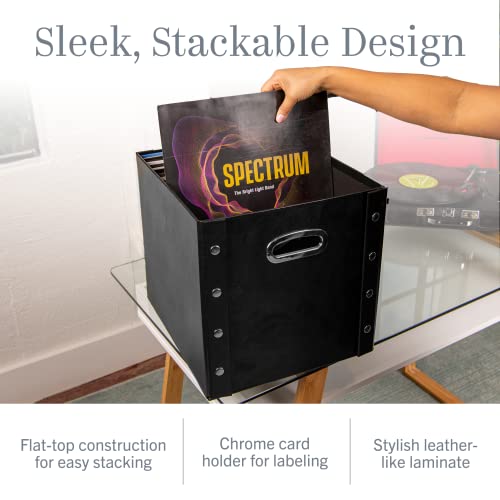 Snap-N-Store Vinyl Record Storage Box - 12" - 1 Pack- Crate Holds up to 75 Vinyl Albums - Black - Image 5