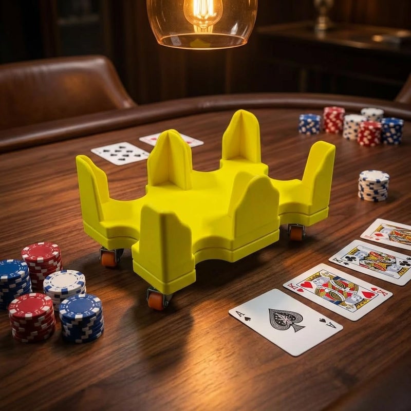 USHIGOO Card Holder Rotating 360°-4 Deck Playing Cards Tray Organizes Multiple Decks for Canasta, Poker and More | Lightweight (4-Deck-Green) - Image 2