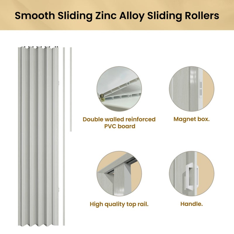 SmartStandard 36" x 80" Accordion Doors Interior, Double Walled Accordion Folding Doors for Closet, PVC Accordian Door for Doorway Bathroom Basement, Easy to Assemble, White Ash - Image 3