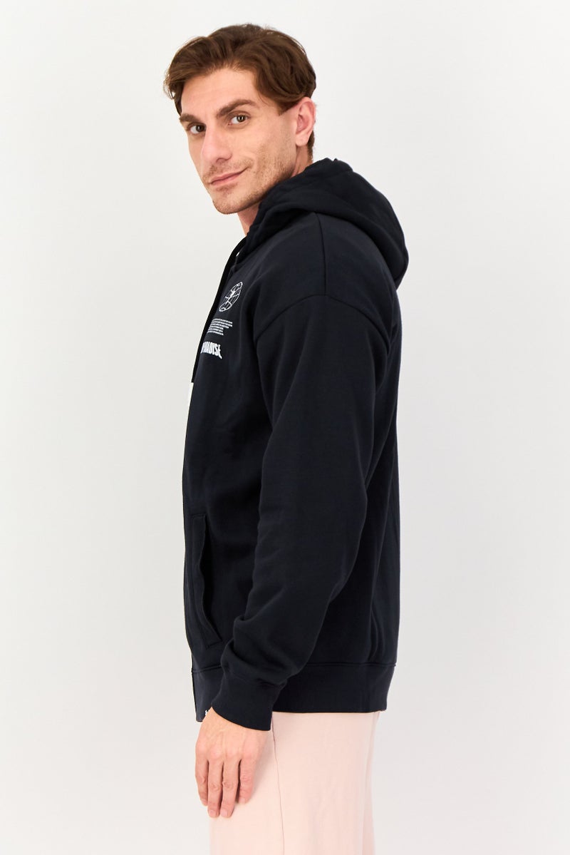 UNDER ARMOUR هودي خارجي بأكمام طويلة فضفاضة للرجال من أندر أرمور × مشروع روك، أسود - Image 4