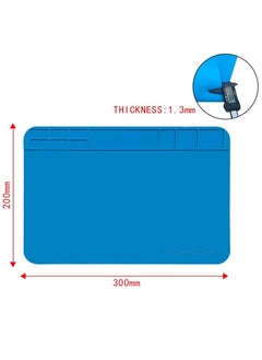 Soldering Mat 30x20cm, Silicone Heat Resistant Work Station Desk Pad for BGA Soldering Iron Workbench Cell Phone Laptop Repair (TE-509, Blue) - pzsku/ZF6243CFDCF52A677349BZ/45/_/1708092468/fb5ec992-6d1b-4650-b31a-7a45bc6315ee