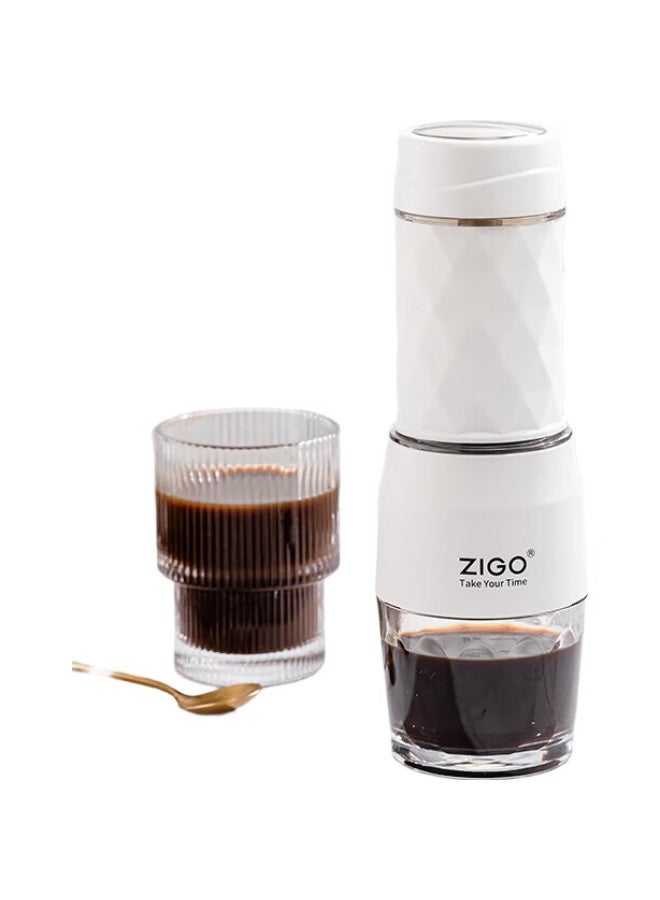 Zigo Portable Hand-Pressed Coffee Maker For Camping, Travel, Home Use, Elegant White - Image 2