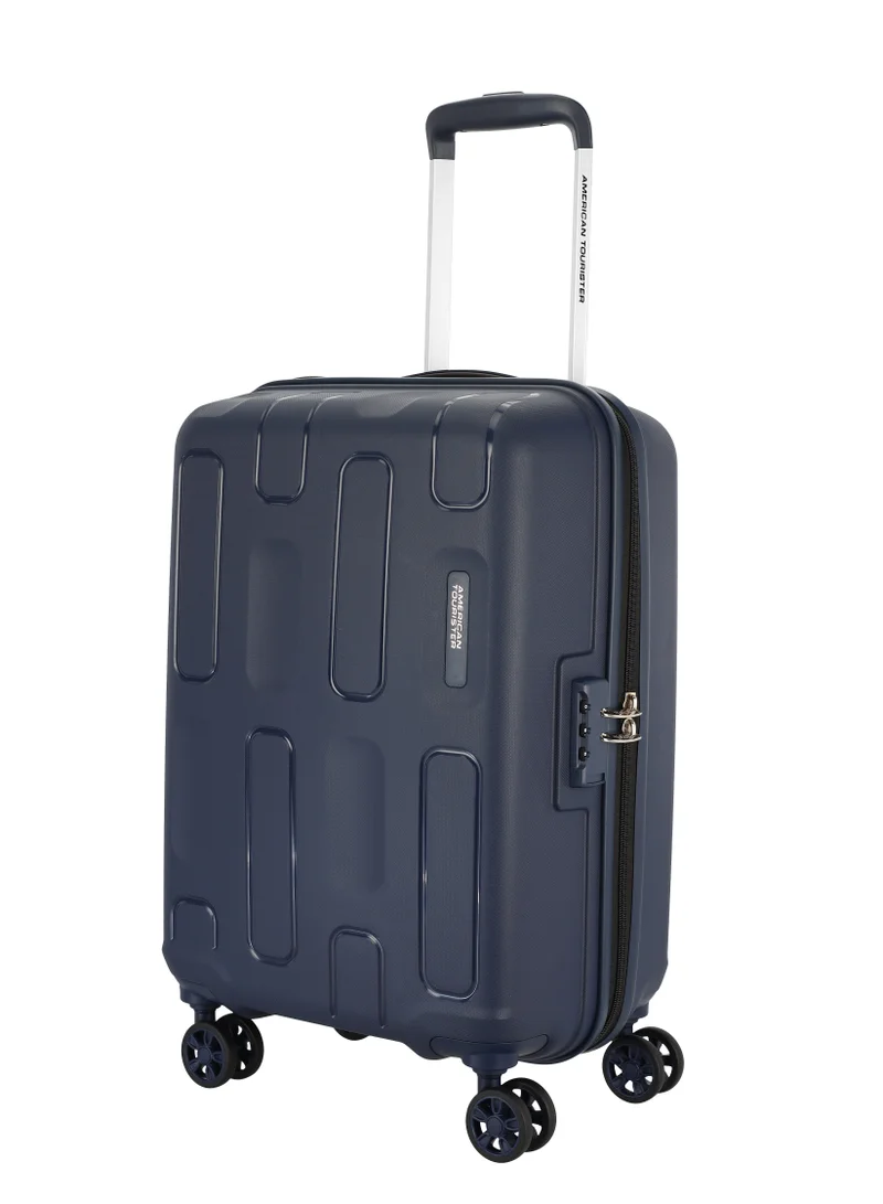 American Tourister Ellipso Suitcase, Cabin Size 55 cm / 20 inch, 4 Spinner Wheels, Hard Top, Polypropylene, Navy|Lightweight|Scratch Resistant Texture|Shoe & Laundry Bag|TSA Lock - 3 Years International Warranty