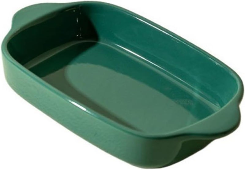 Casserole Dish Baked Rice Baking Dish Ceramic Double Ear Bowl Home Microwave Plate Oven Special Utensils Kitchen(Green) - Image 1
