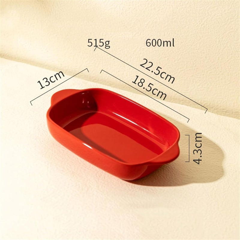 Casserole Dish Baked Rice Baking Dish Ceramic Double Ear Bowl Home Microwave Plate Oven Special Utensils Kitchen(Green) - Image 2